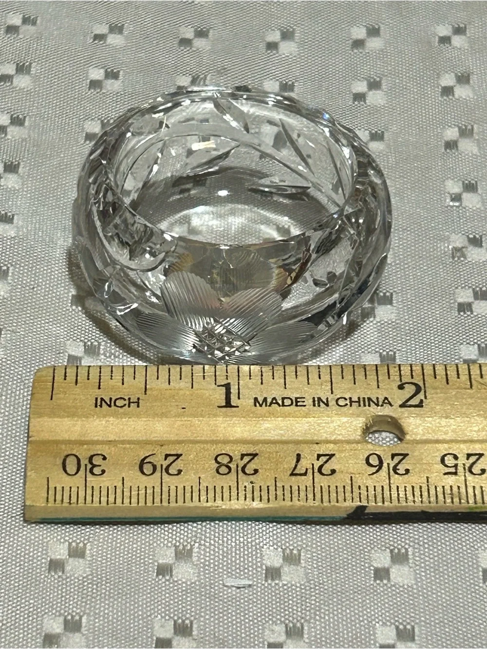Set Of 10 Antique Open Salt Cellar Dip Etched Crystal Glass Clear Edge Flower